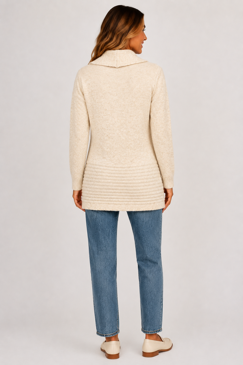 Eluneth | Cardigan Long Femme à Double Boutonnage avec Ceinture