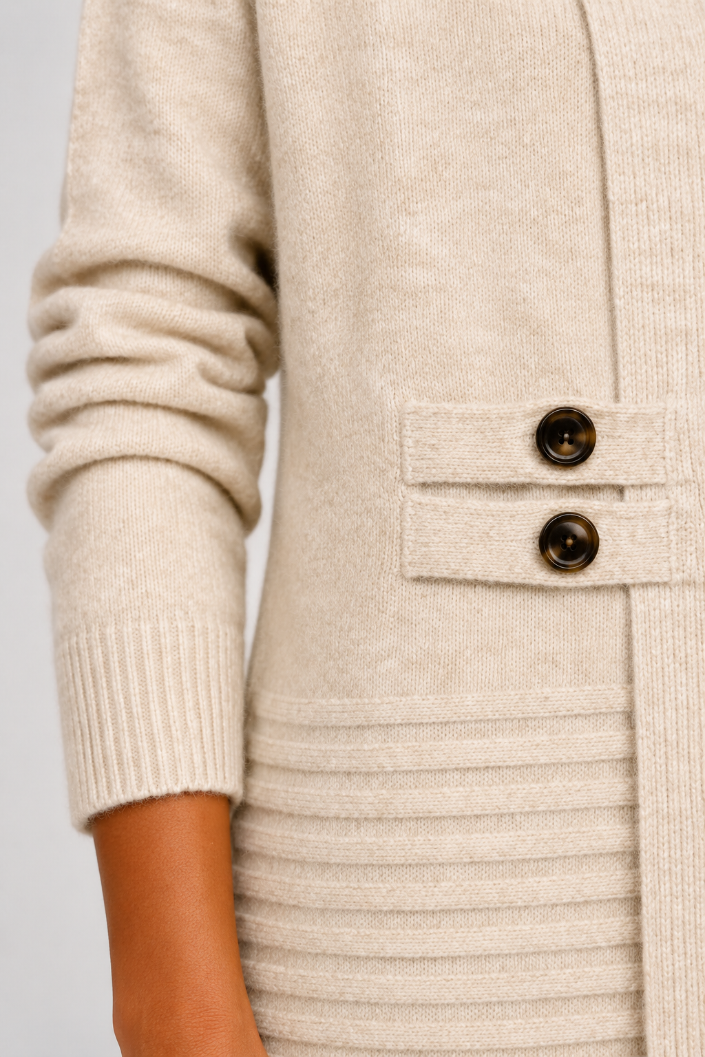 Eluneth | Cardigan Long Femme à Double Boutonnage avec Ceinture