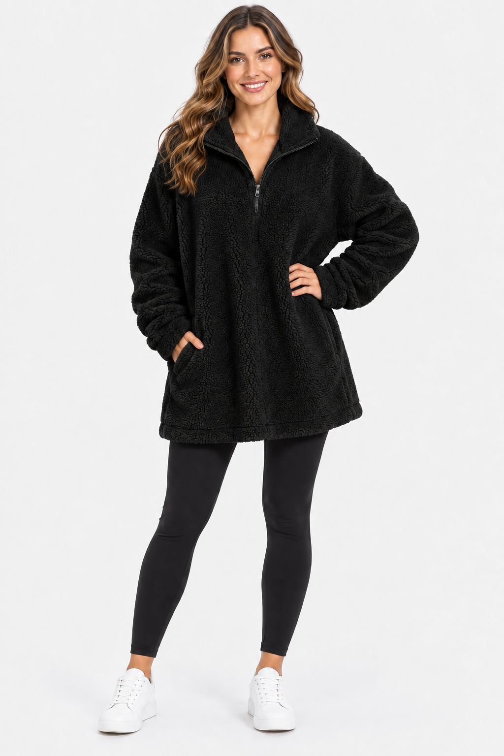 Eluneth | Manteau Teddy Femme à Fermeture Zippée