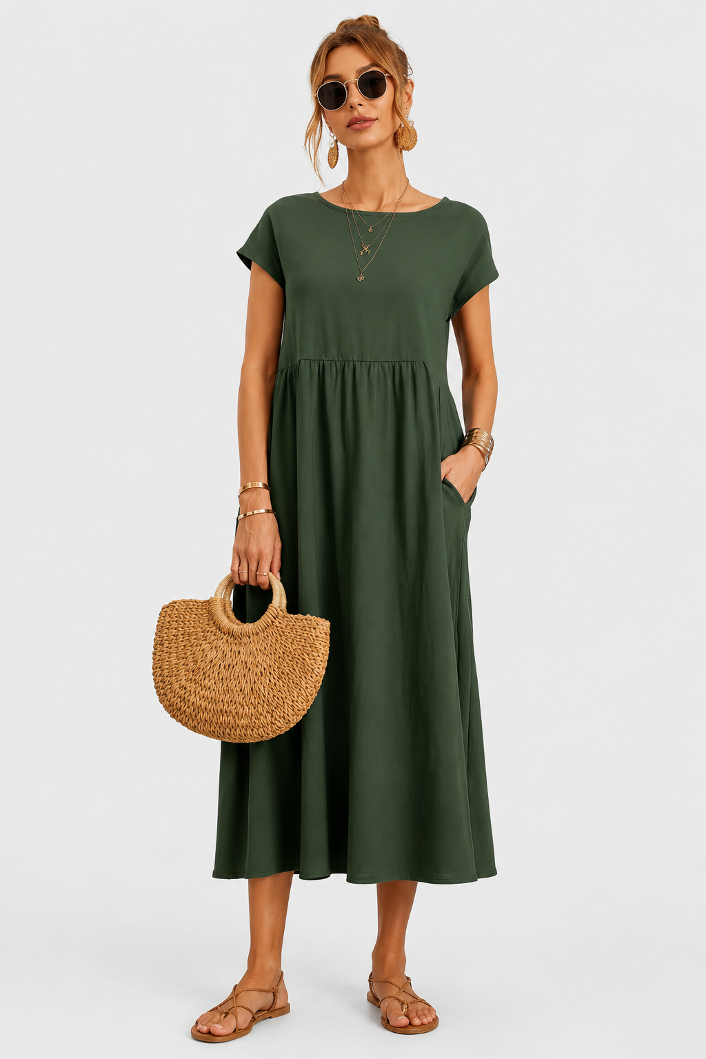 Eluneth | Robe Femme Lin & Coton Poches