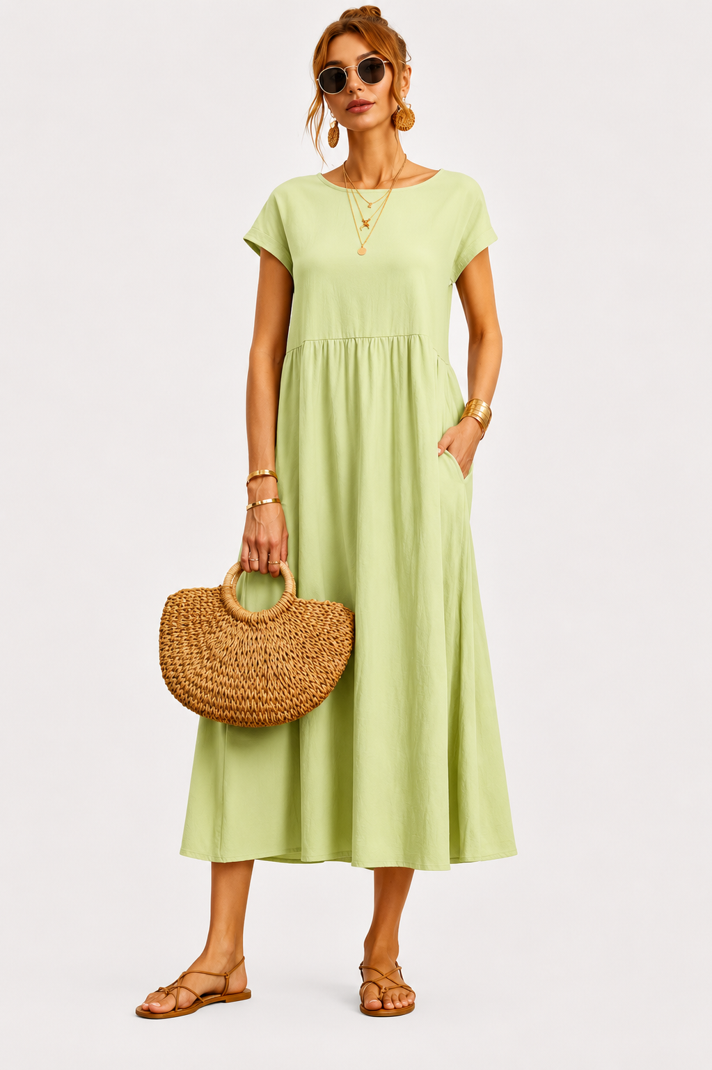 Eluneth | Robe Femme Lin & Coton Poches