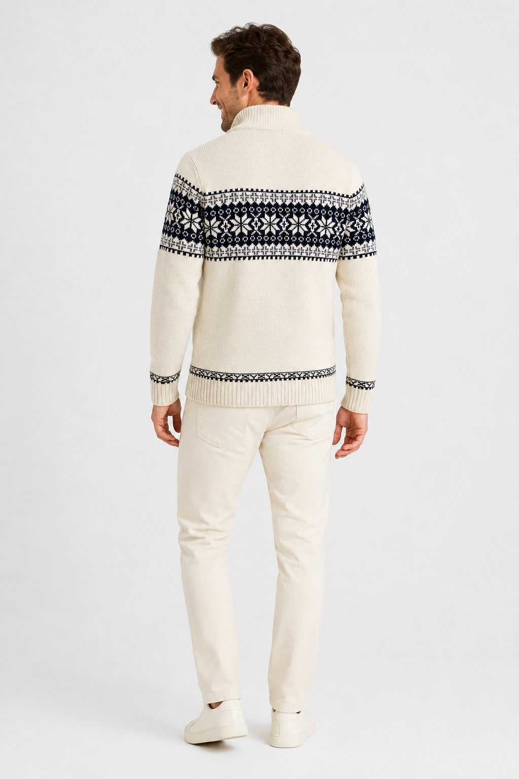 Eluneth | Gilet Homme Zippé en Maille Jacquard