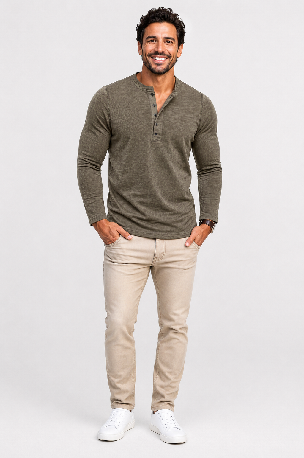 Eluneth | Chemise Homme à Manches Longues avec Demi-Boutonnage