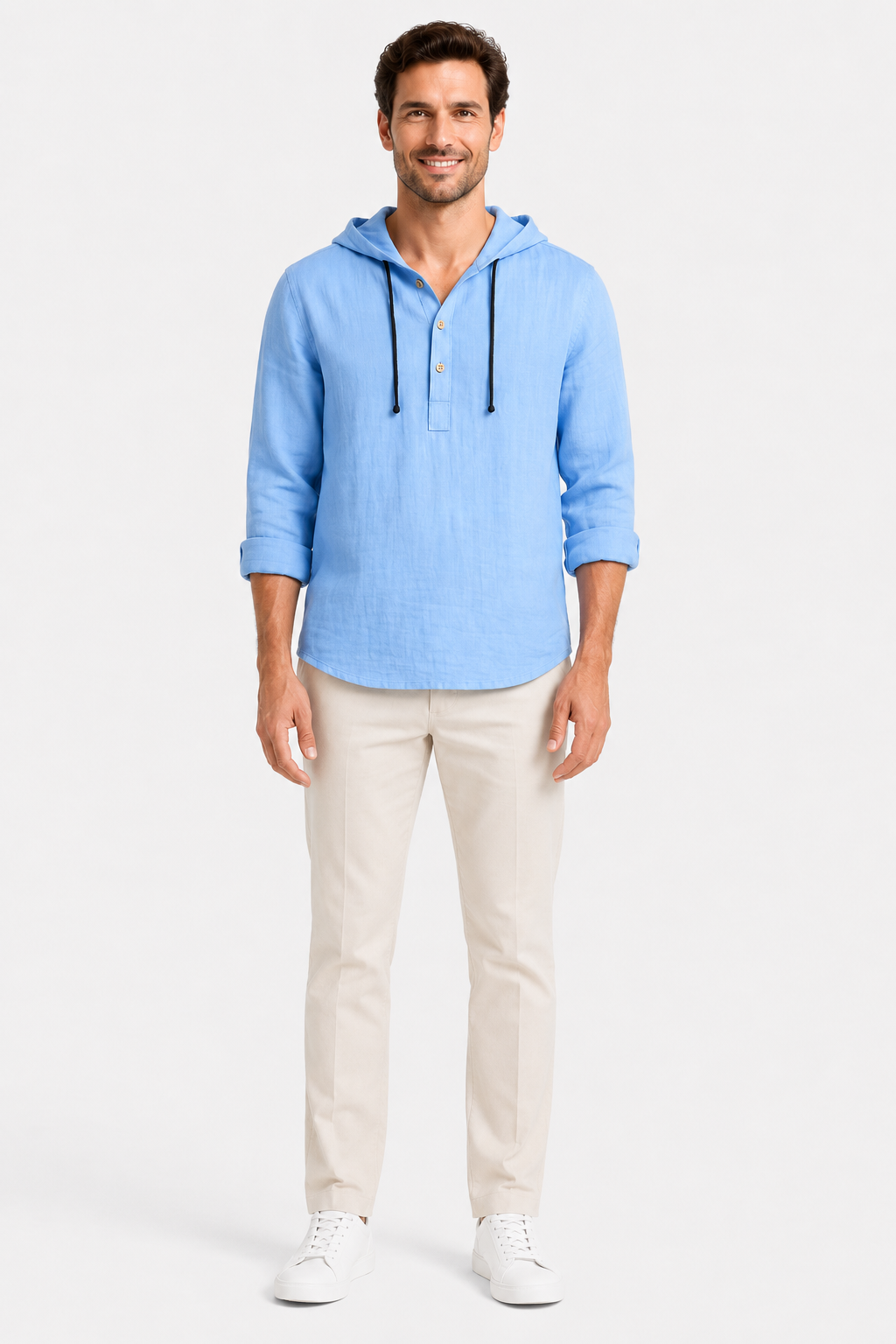 Eluneth | Chemise à capuche en lin pour homme