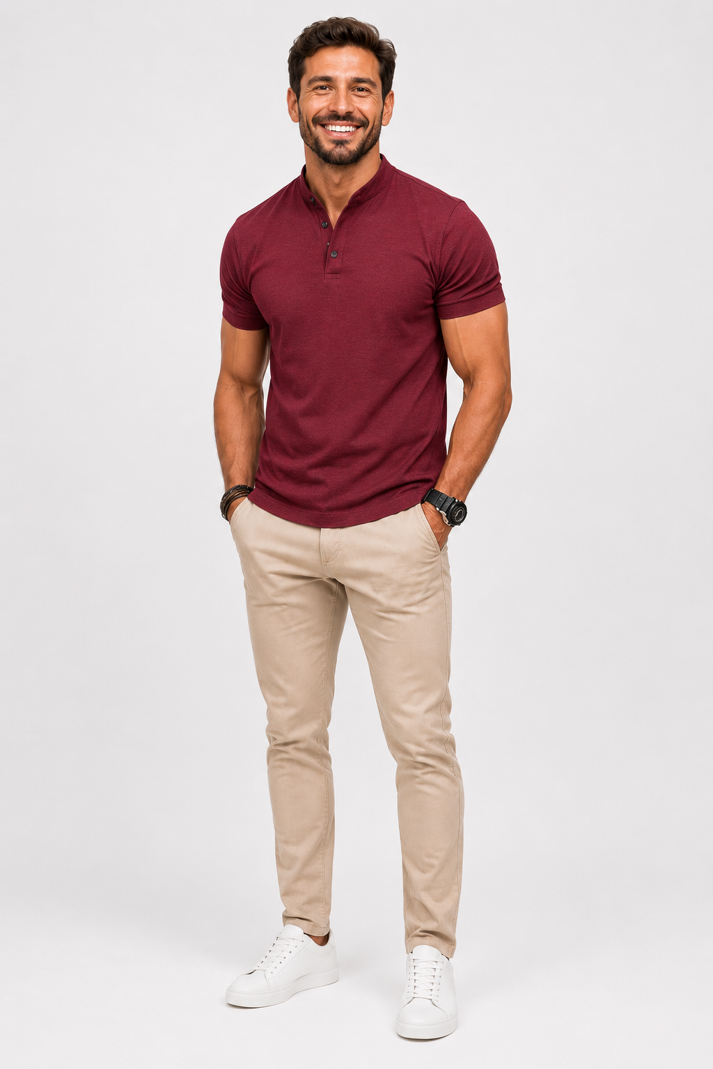 Eluneth | Polo homme à col montant & coupe ajustée