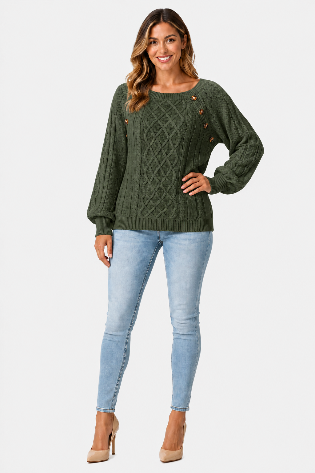 Eluneth | Pull Femme en Maille Torsadée à Col Carré