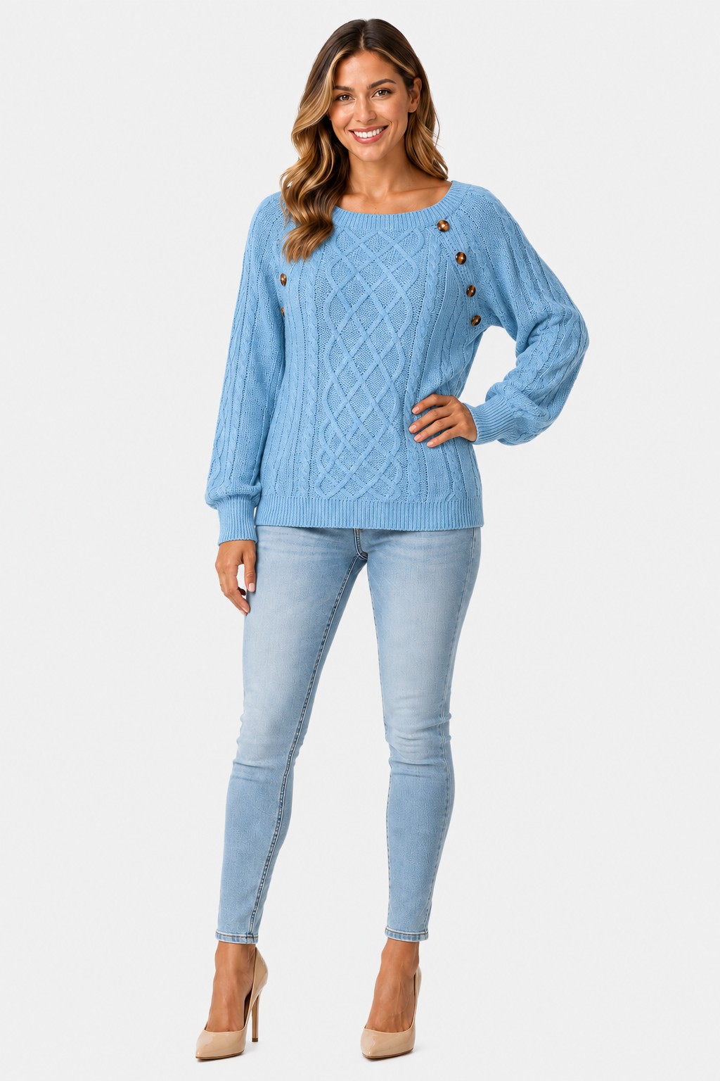 Eluneth | Pull Femme en Maille Torsadée à Col Carré