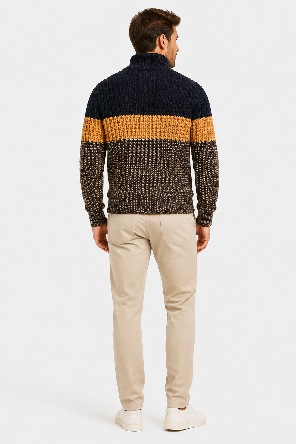 Eluneth | Pull Homme en Maille Côtelée avec Col Zippé