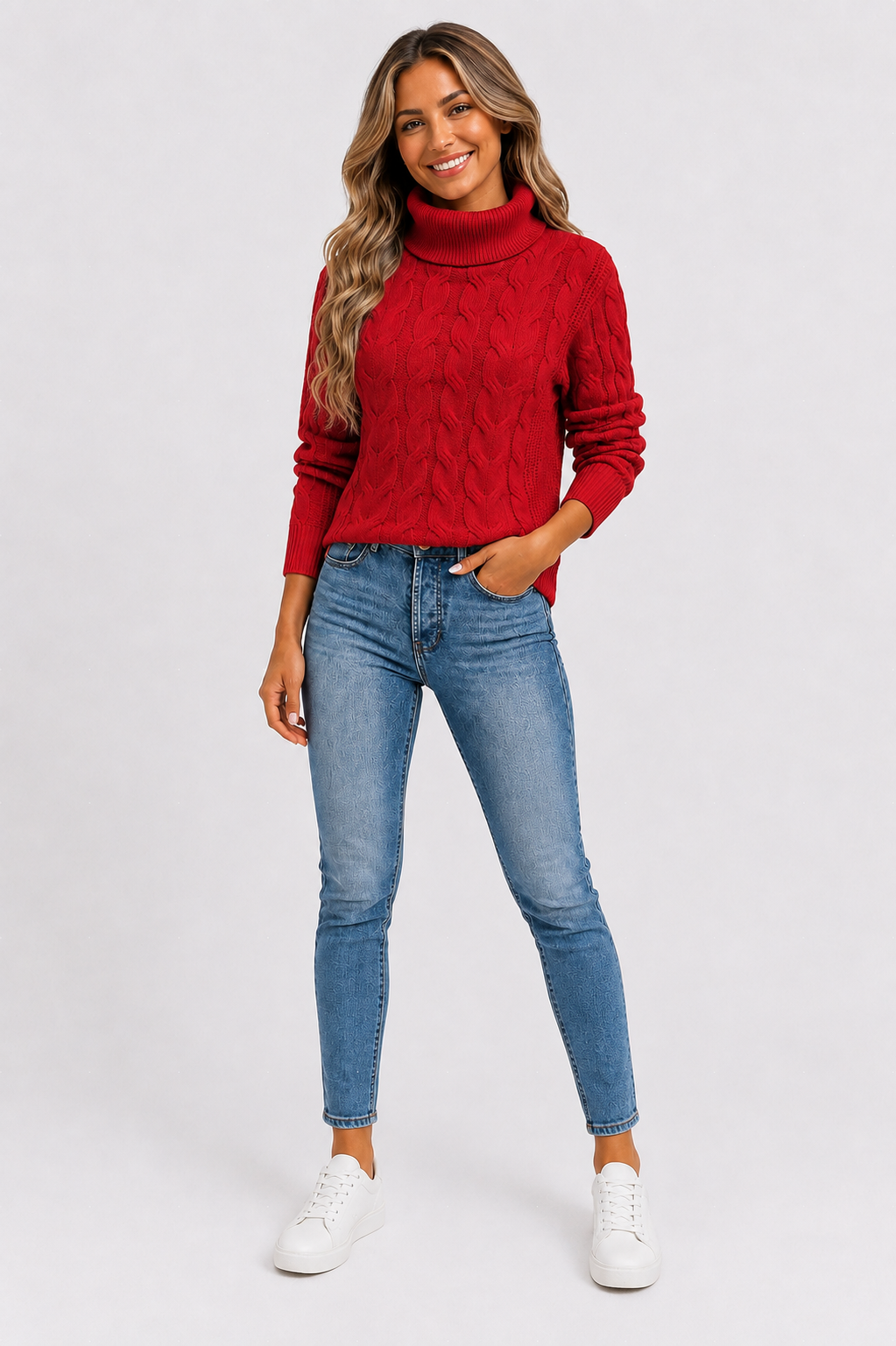 Eluneth | Pull Torsadé à Col Roulé pour Femme