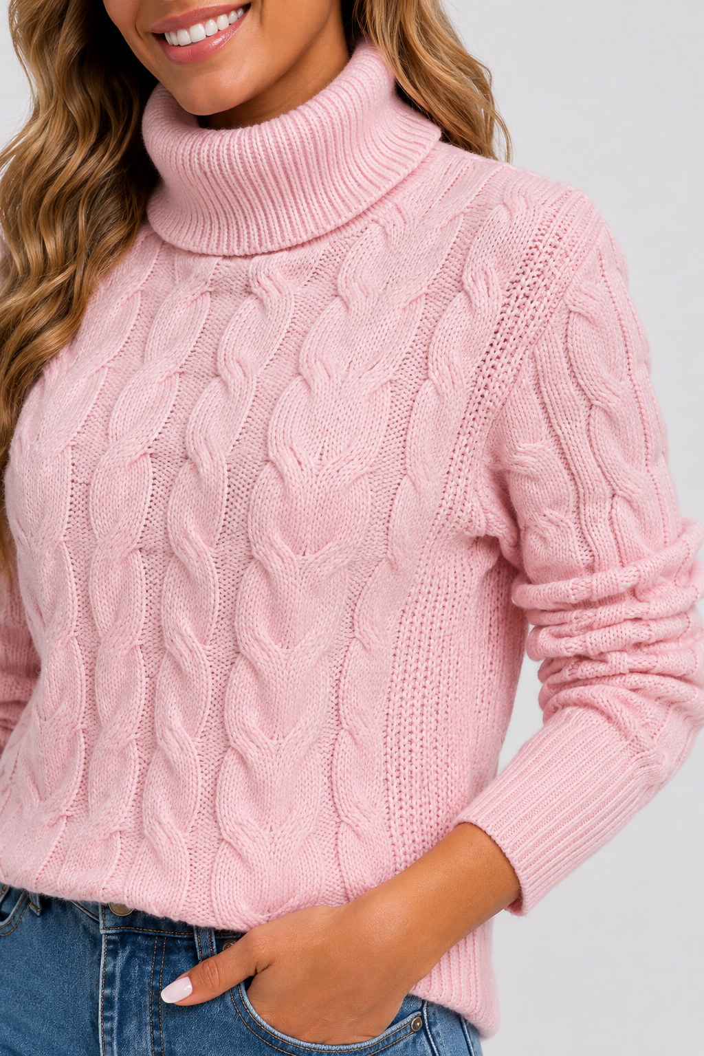 Eluneth | Pull Torsadé à Col Roulé pour Femme