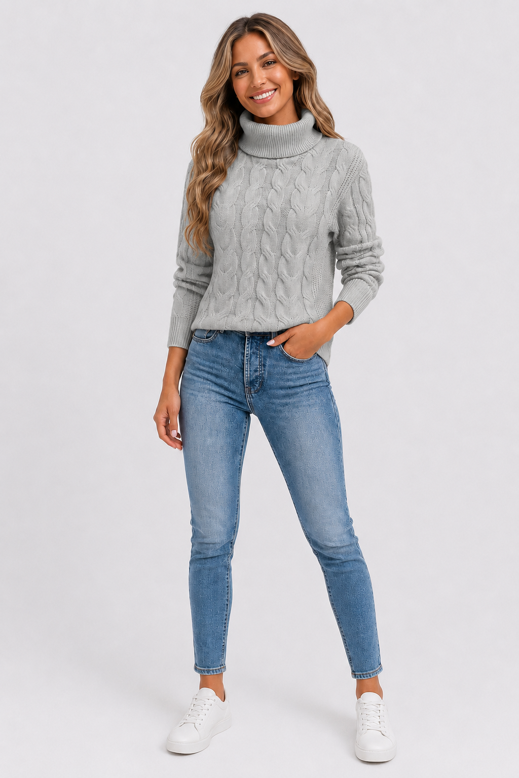 Eluneth | Pull Torsadé à Col Roulé pour Femme