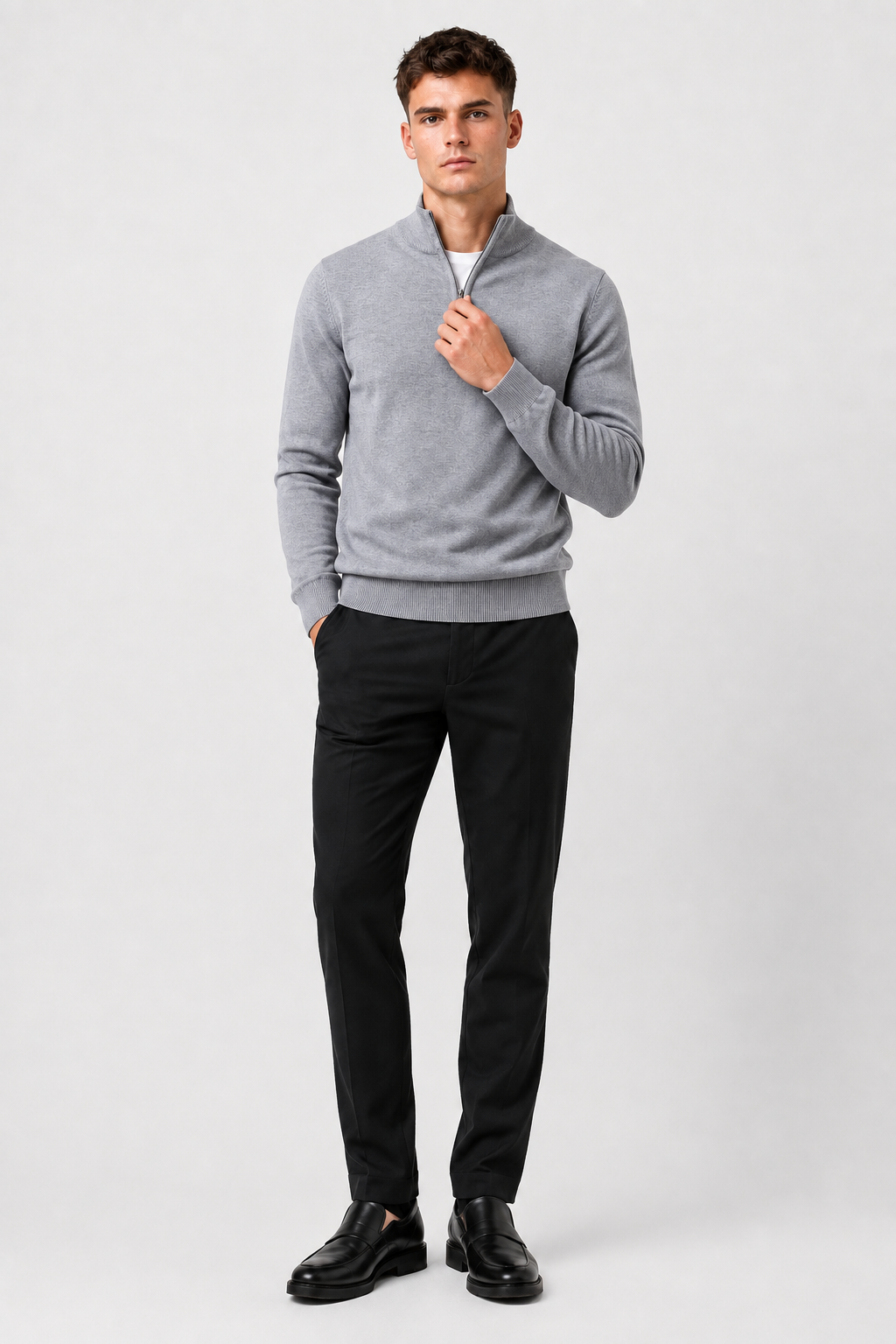 Eluneth | Pull décontracté uni zippé pour homme
