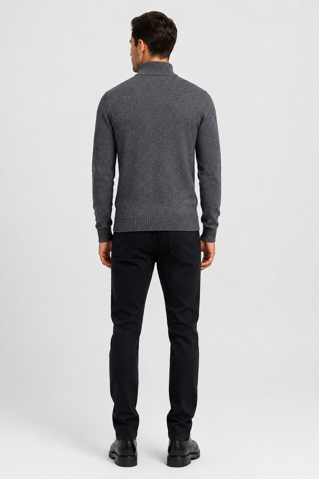 Eluneth | Pull jacquard à manches longues et col zippé pour Homme