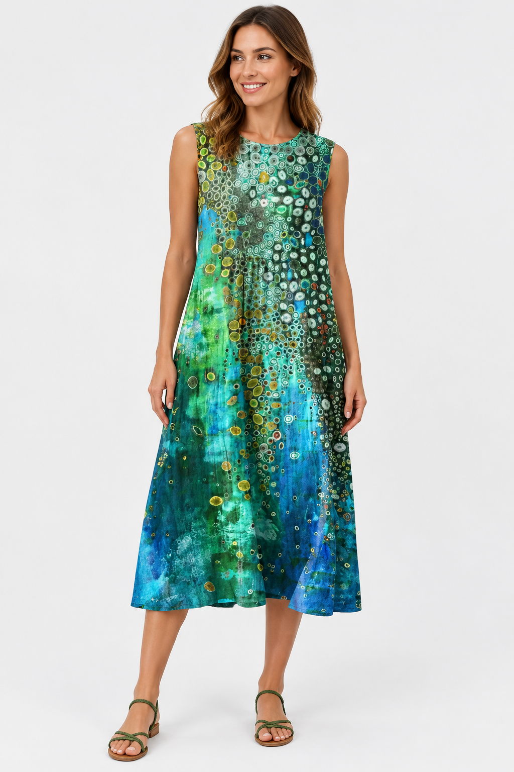 Eluneth | Robe Femme en Lin Fluide Imprimée