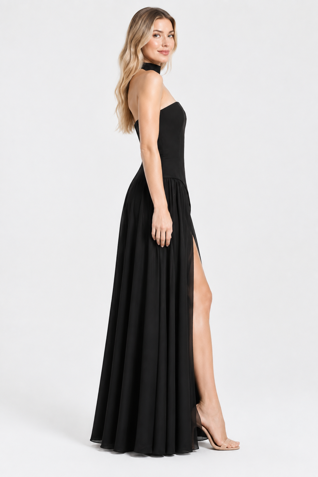 Eluneth | Robe Longue Femme Satinée Drapée