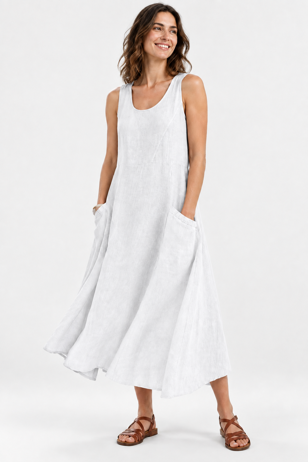 Eluneth | Robe d'Été Femme en Coton et Lin à Col V