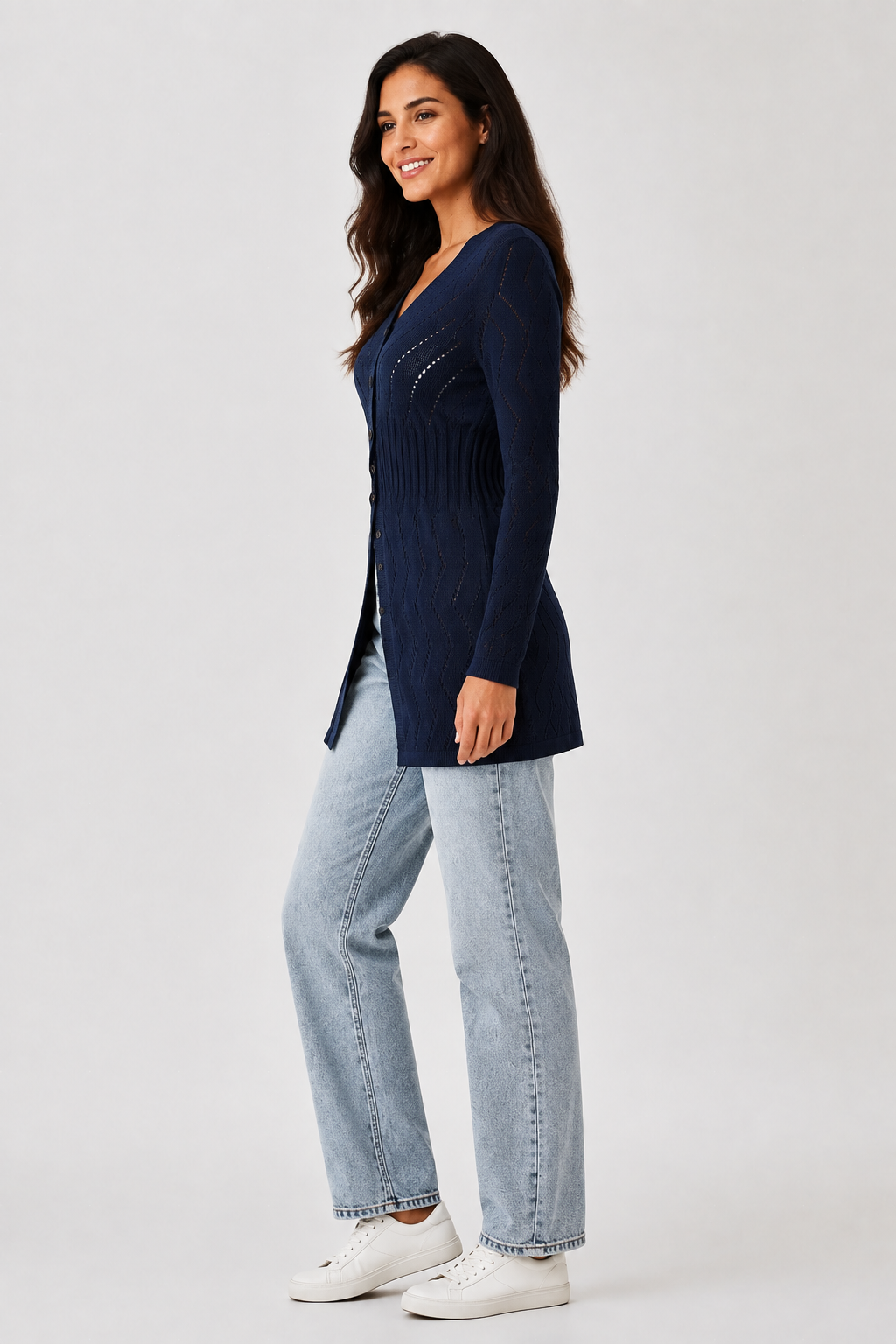 Eluneth | Cardigan Femme Élégant en Maille Texturée