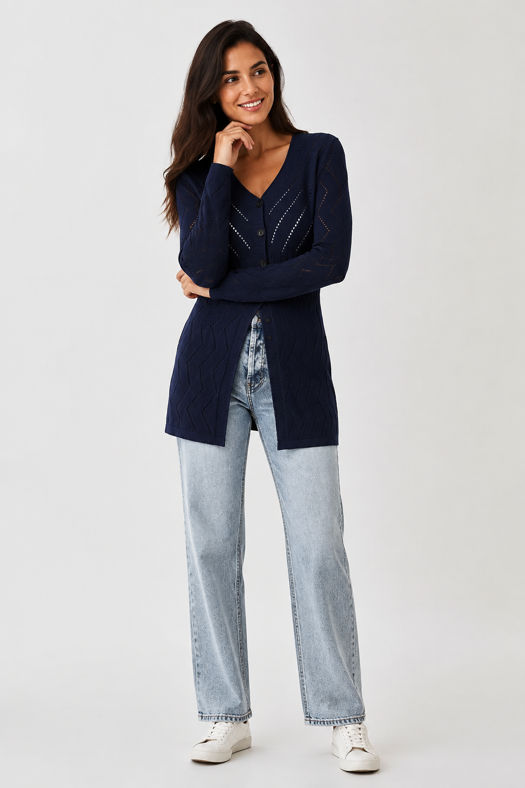 Eluneth | Cardigan Femme Élégant en Maille Texturée