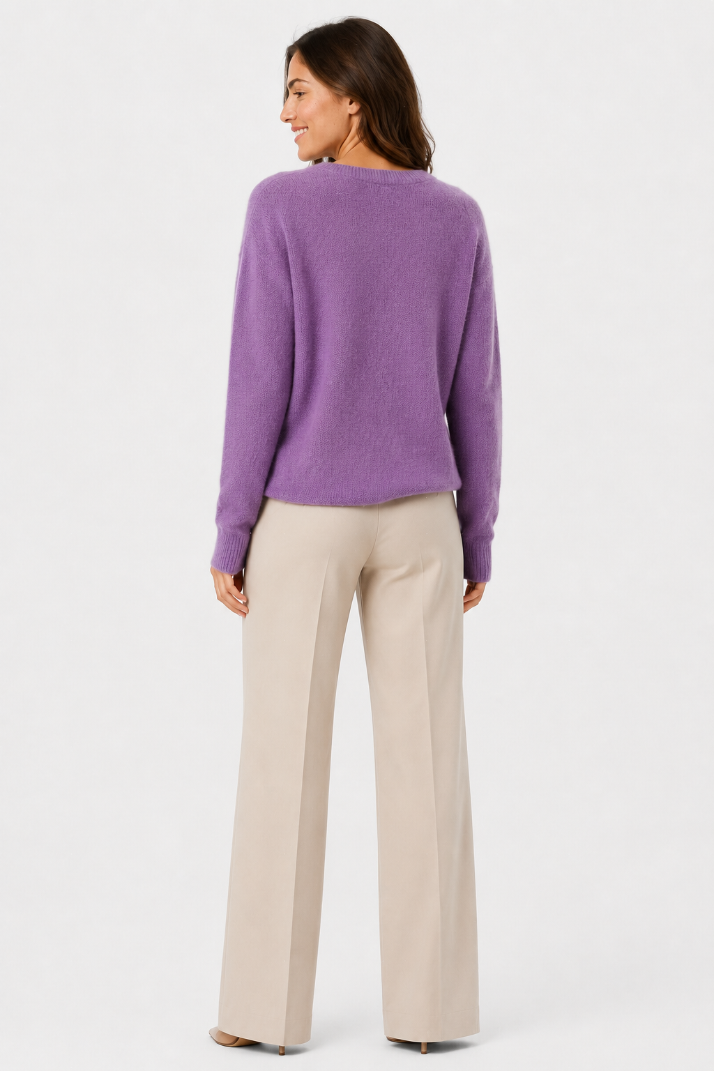Eluneth | Cardigan Femme en Laine Mérinos à Col Rond