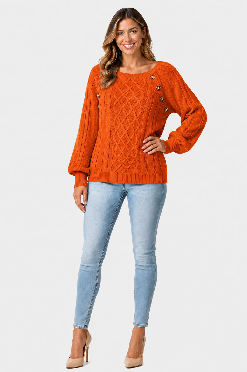 Eluneth | Pull Femme en Maille Torsadée à Col Carré