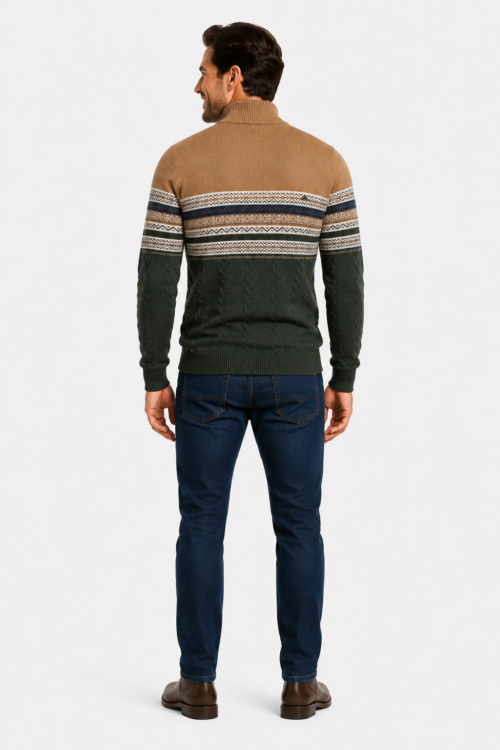 Eluneth | Pull demi-zippé à motifs contrastés pour Homme