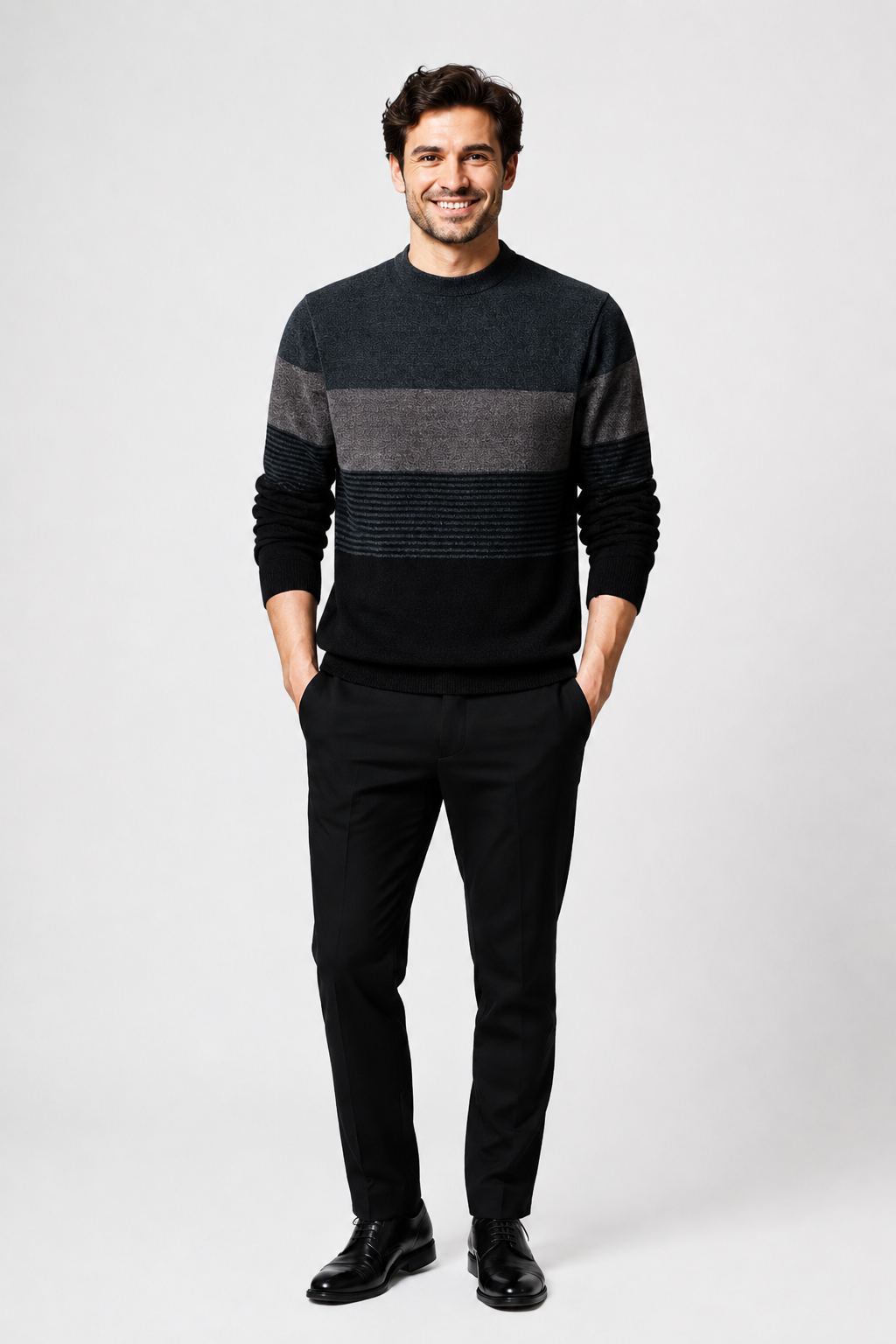 Eluneth | Pull Jacquard Colorblock pour Homme