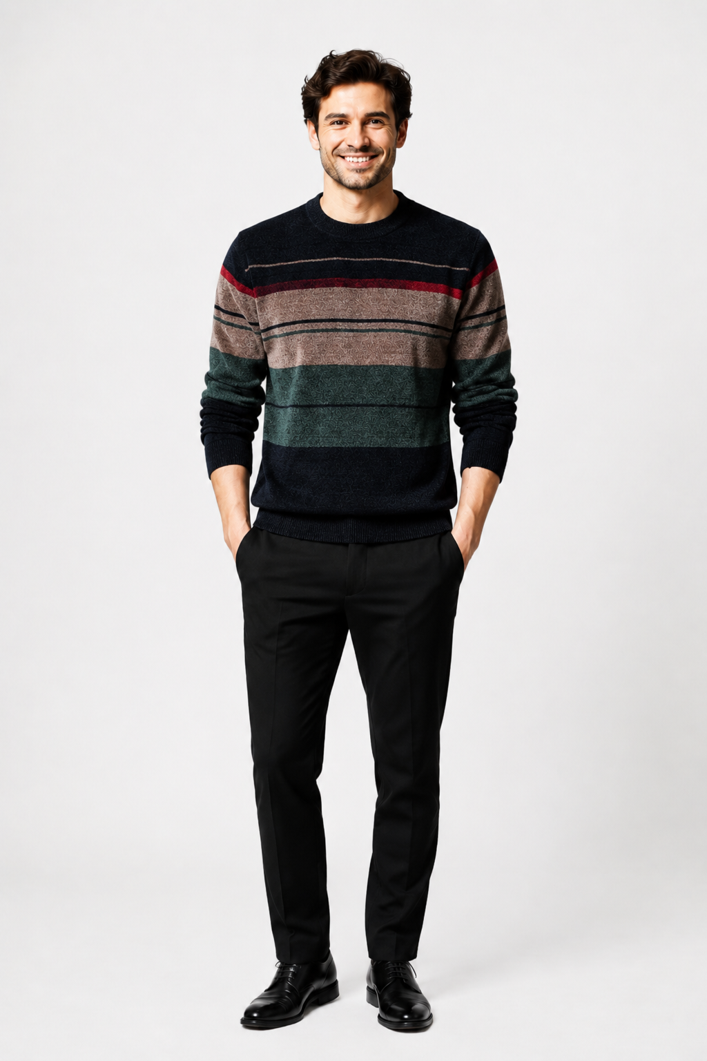 Eluneth | Pull Jacquard Colorblock pour Homme