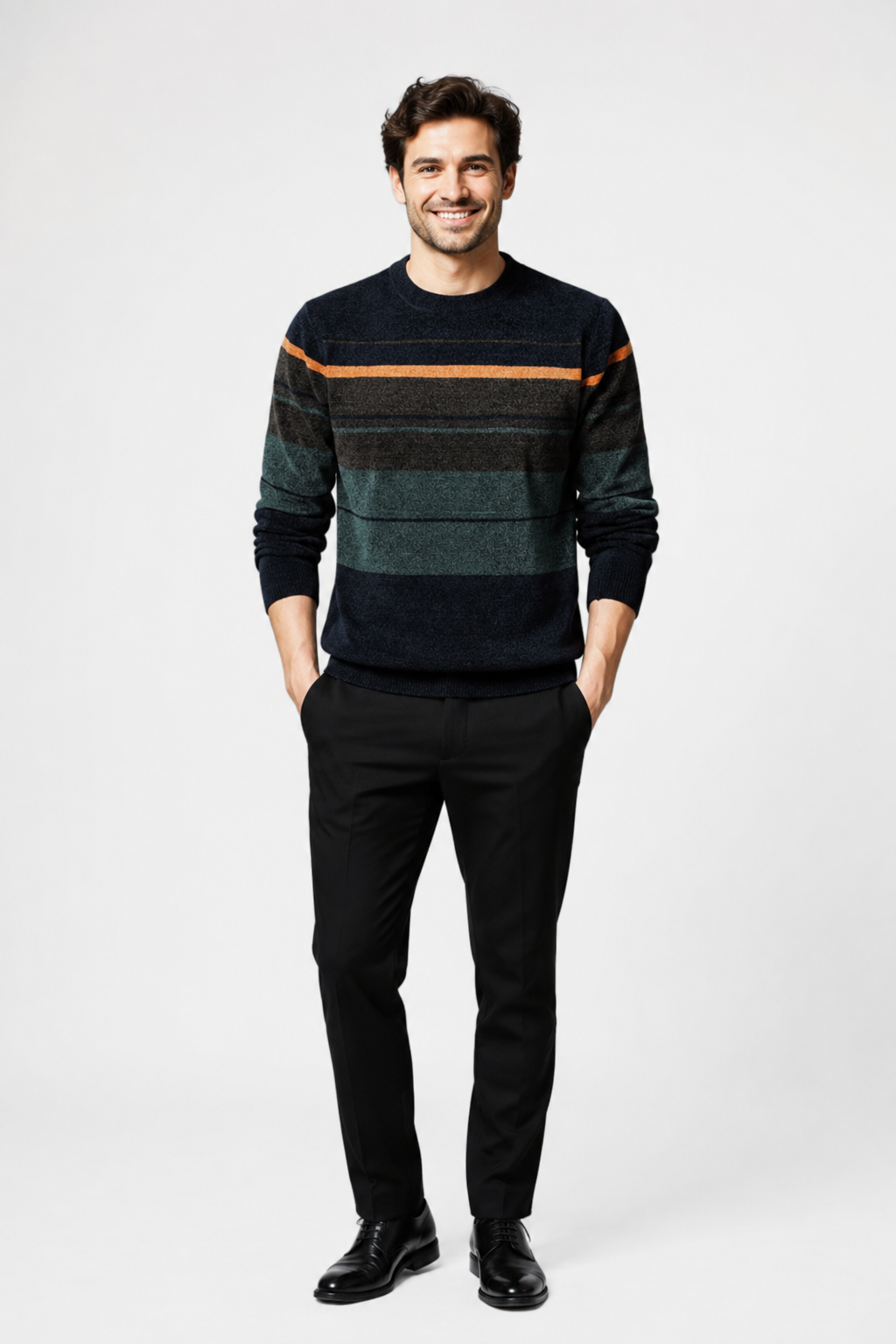 Eluneth | Pull Jacquard Colorblock pour Homme