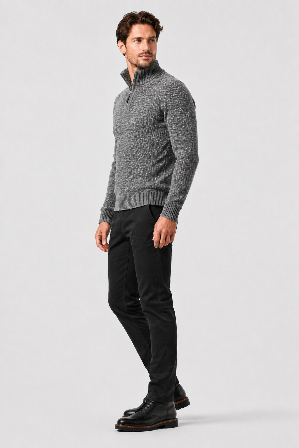 Eluneth | Pull Outdoor Demi-Zip en Maille pour Homme