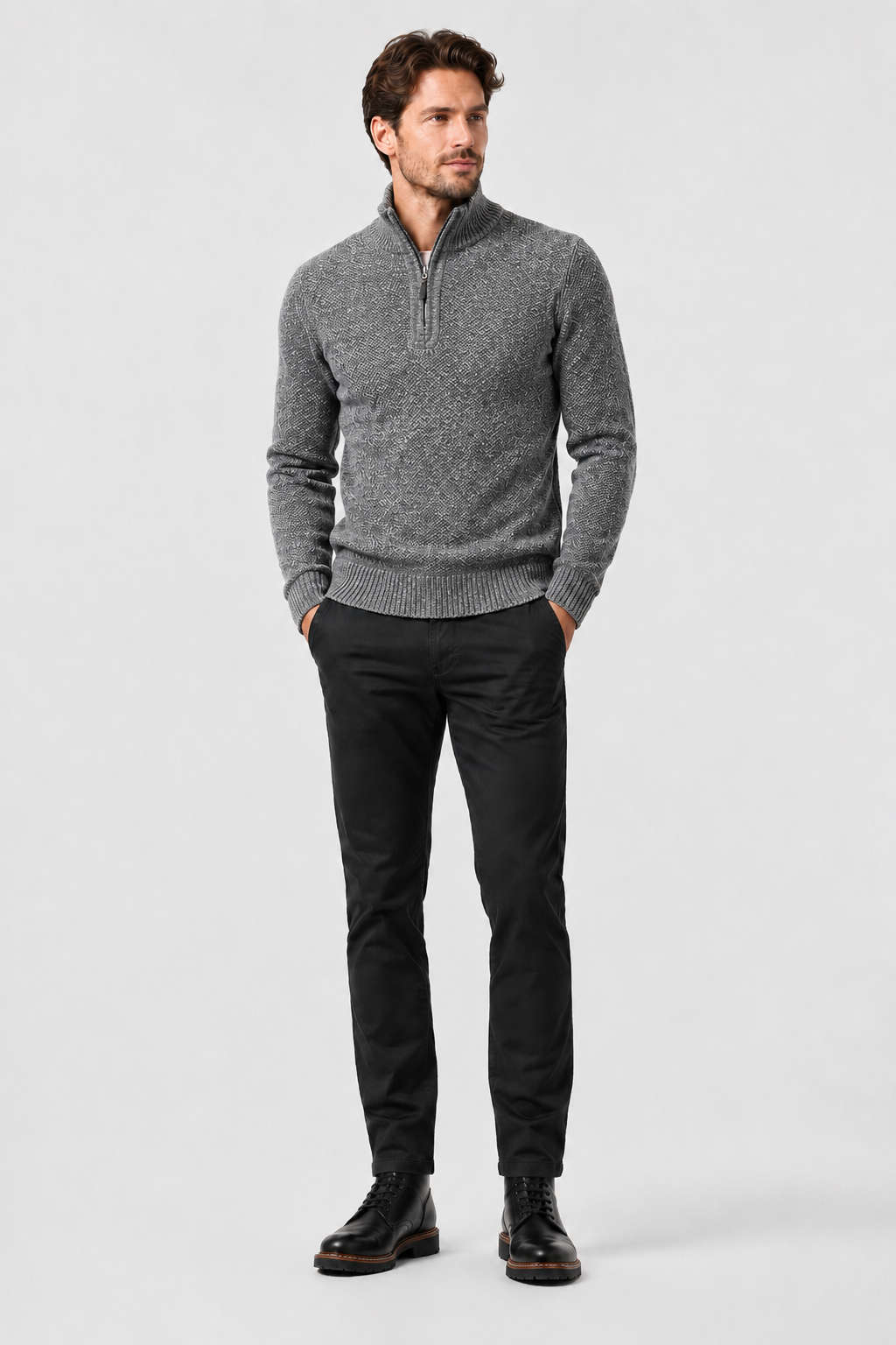 Eluneth | Pull Outdoor Demi-Zip en Maille pour Homme
