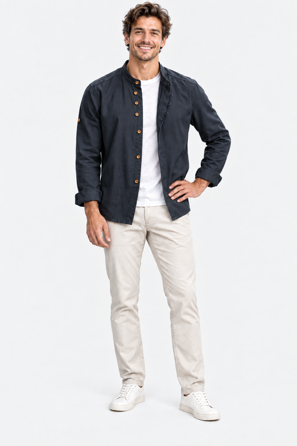 Eluneth | Chemise Homme Décontractée en Coton et Lin