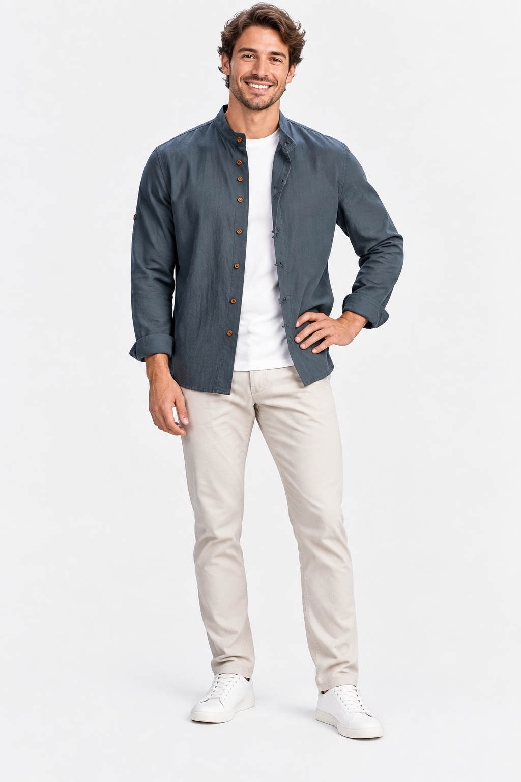 Eluneth | Chemise Homme Décontractée en Coton et Lin