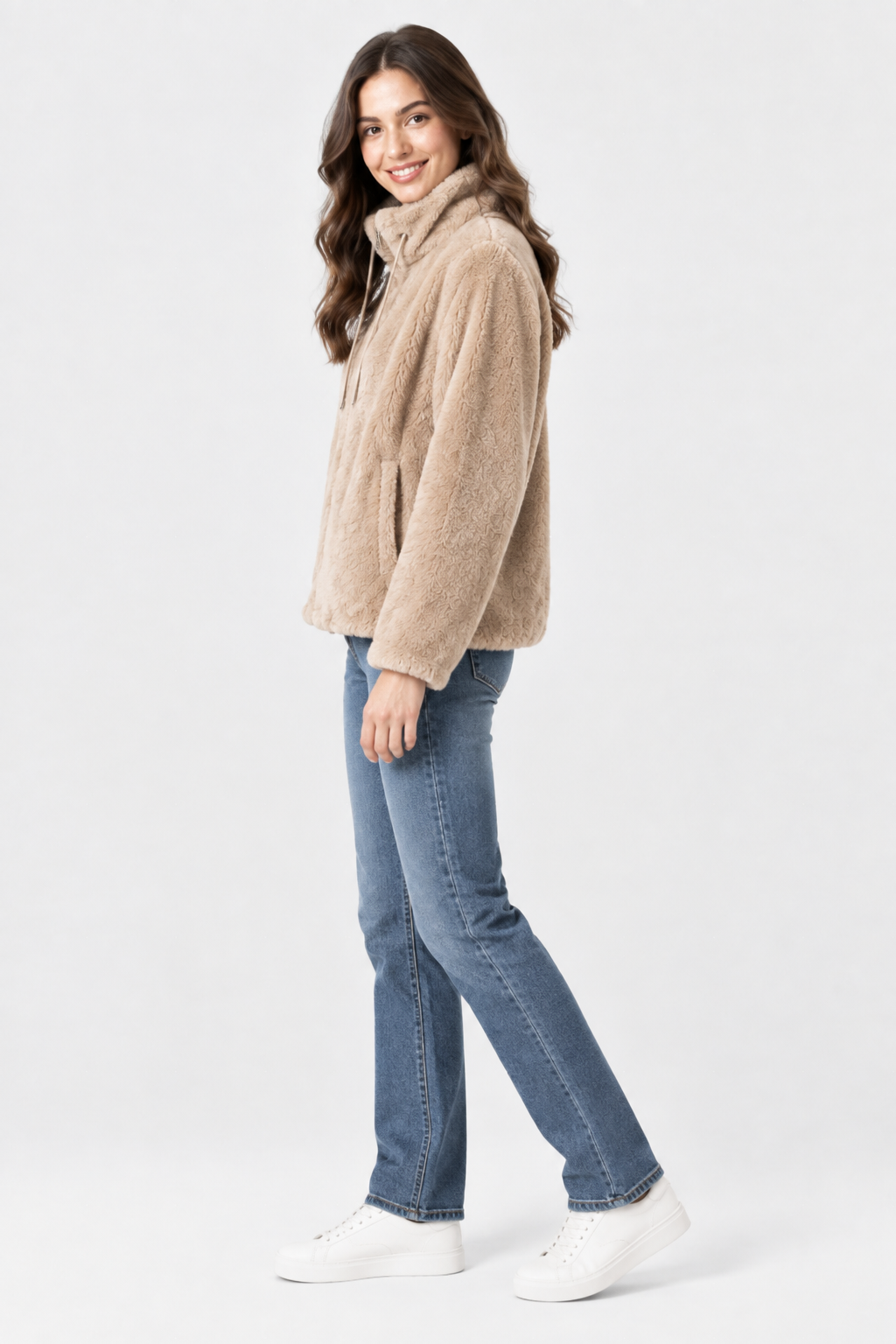Eluneth | Manteau Femme Doux à Col Montant et Fermeture Zippée