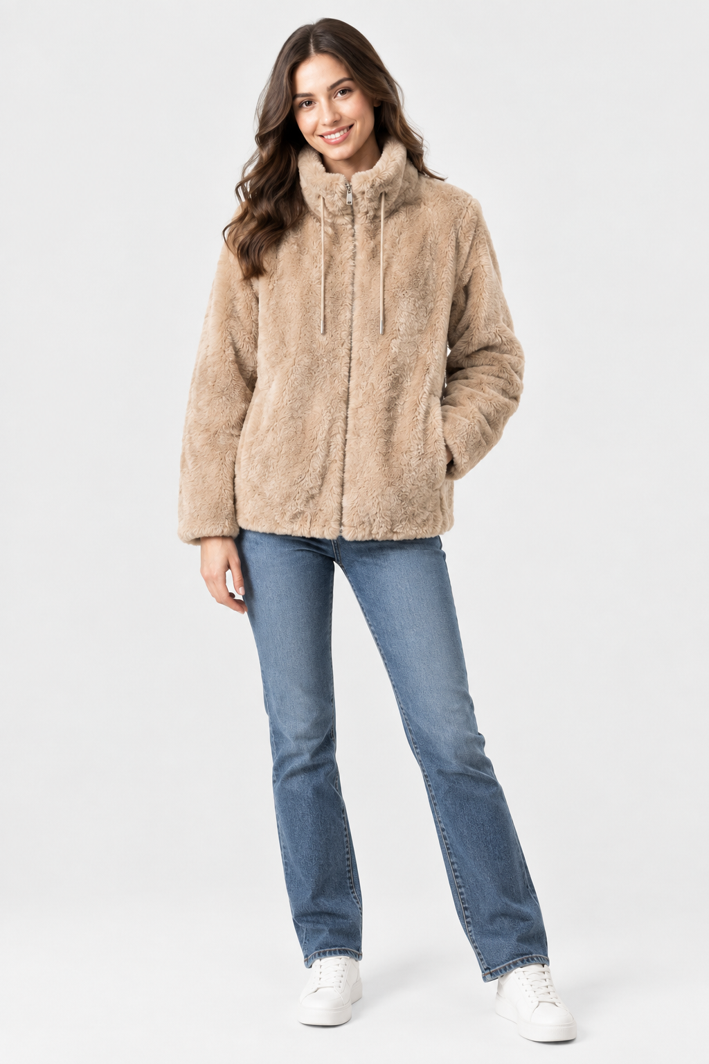 Eluneth | Manteau Femme Doux à Col Montant et Fermeture Zippée