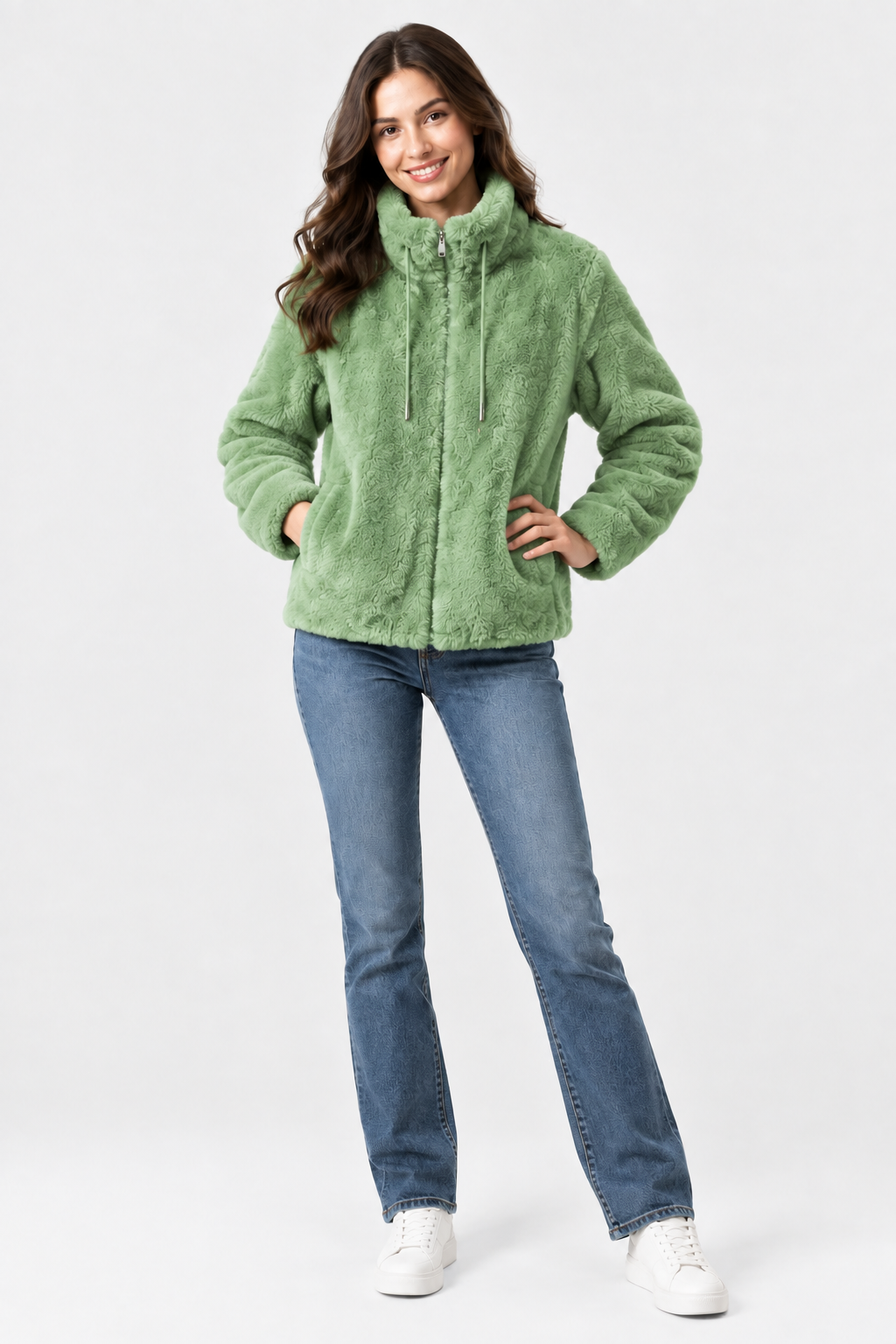 Eluneth | Manteau Femme Doux à Col Montant et Fermeture Zippée