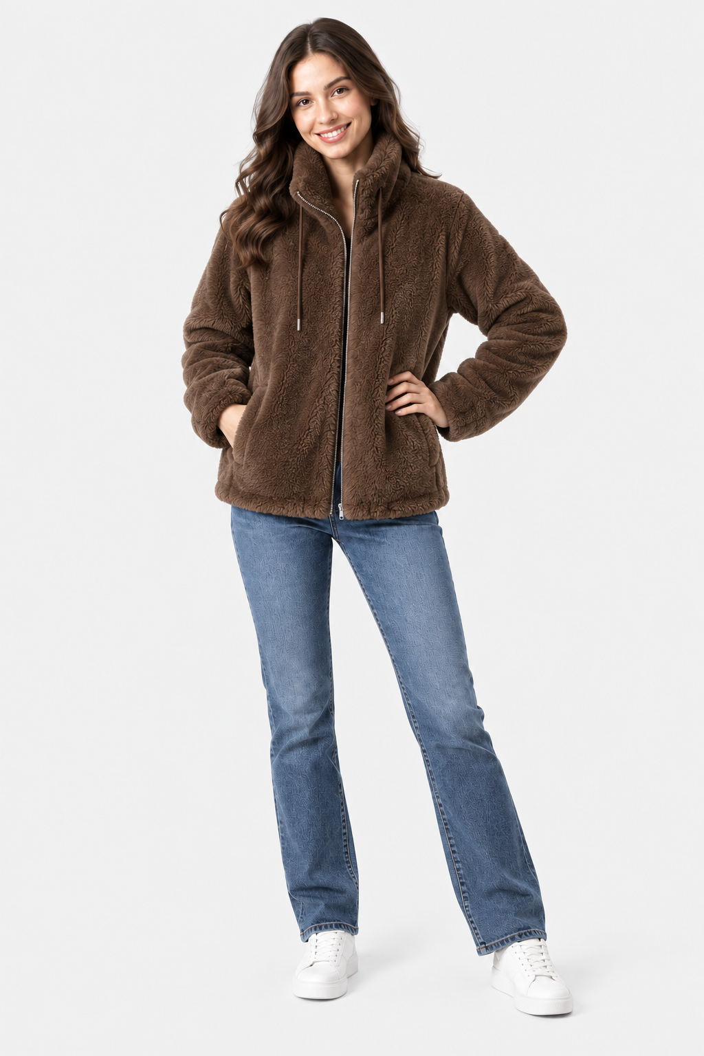Eluneth | Manteau Femme Doux à Col Montant et Fermeture Zippée