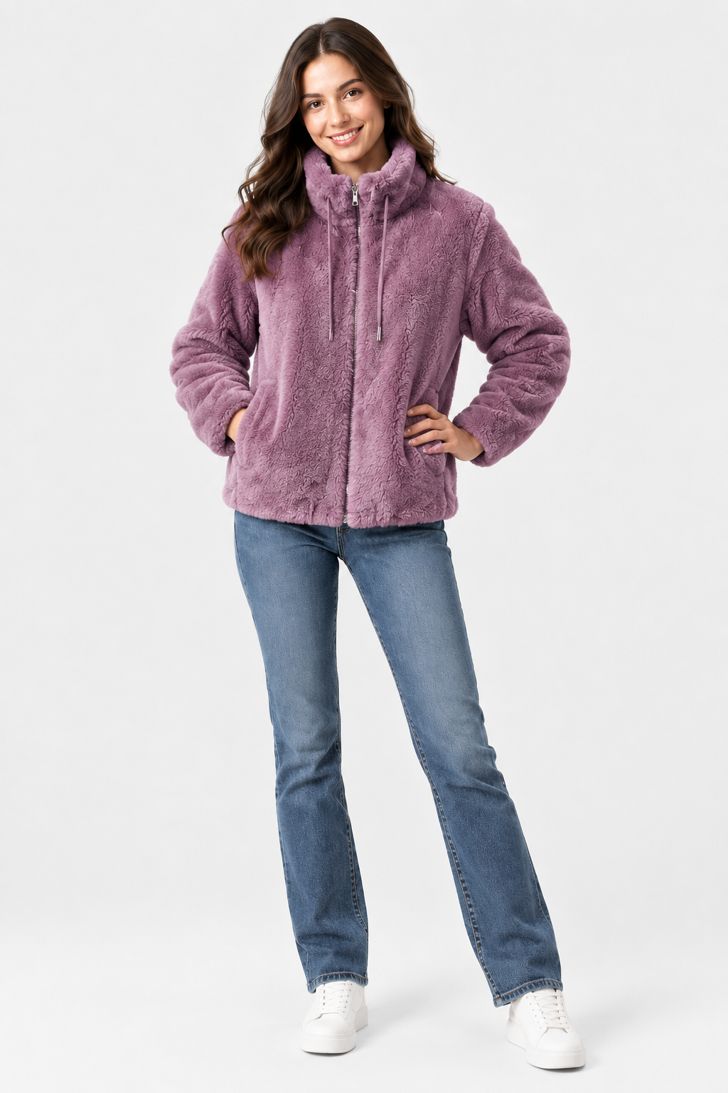 Eluneth | Manteau Femme Doux à Col Montant et Fermeture Zippée