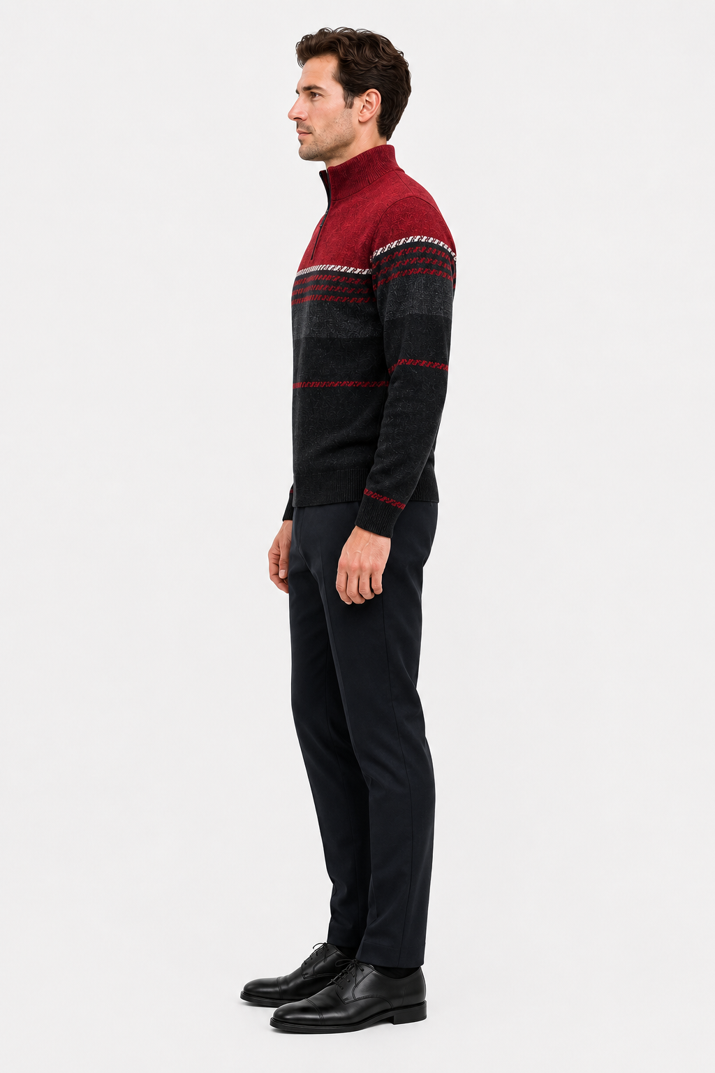 Eluneth | Pull en Maille Colorblock à Col Zippé pour Homme