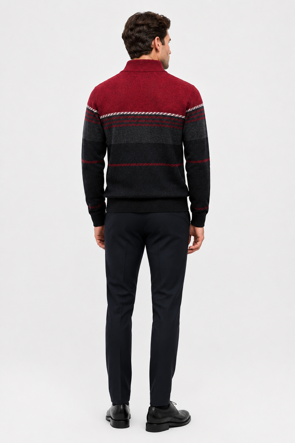 Eluneth | Pull en Maille Colorblock à Col Zippé pour Homme