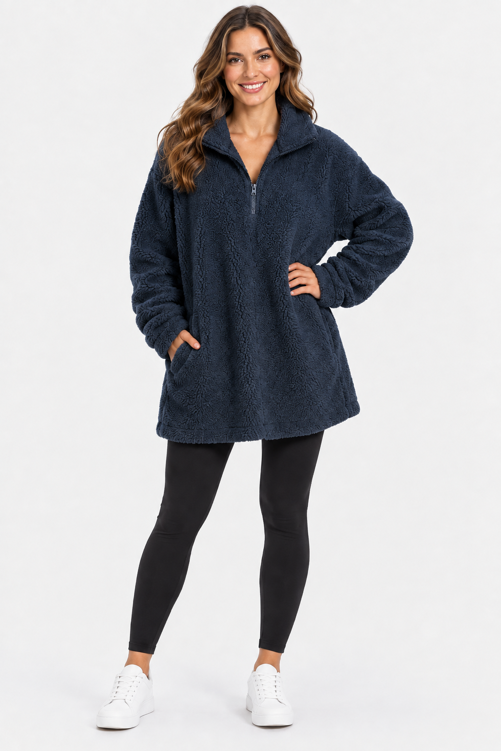 Eluneth | Manteau Teddy Femme à Fermeture Zippée