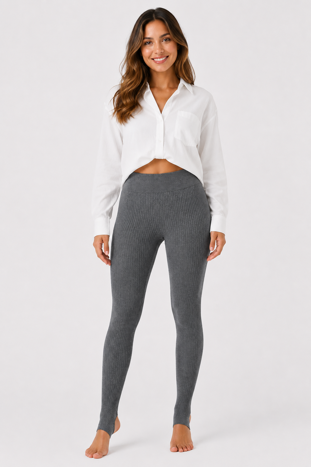 Eluneth | Legging côtelé taille haute pour femme