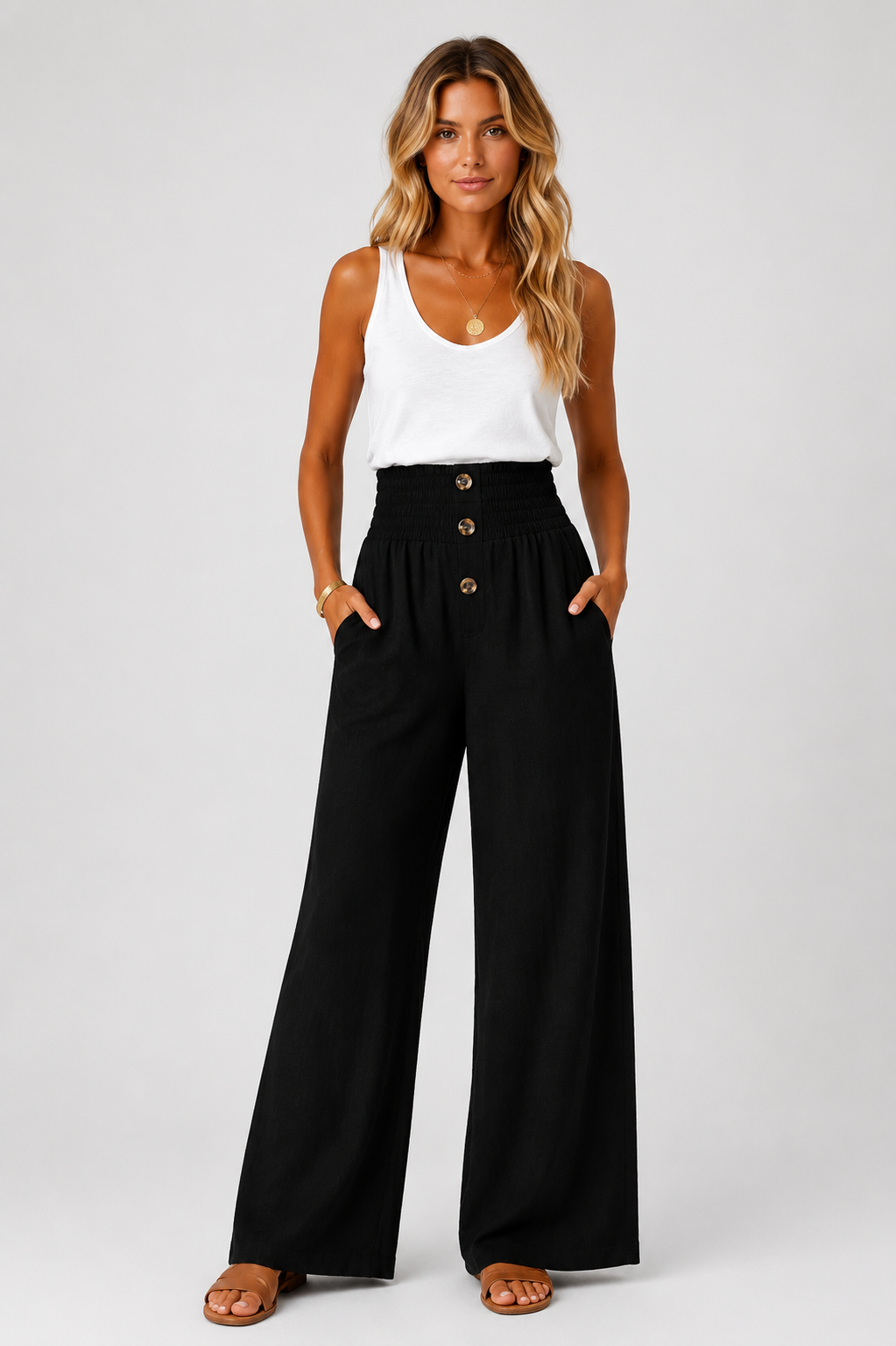 Eluneth | Pantalon large en lin Amara pour femme