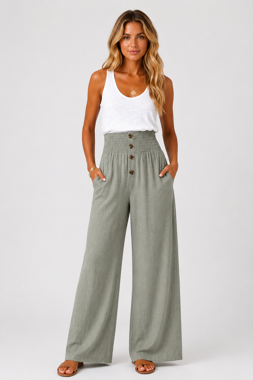 Eluneth | Pantalon large en lin Amara pour femme