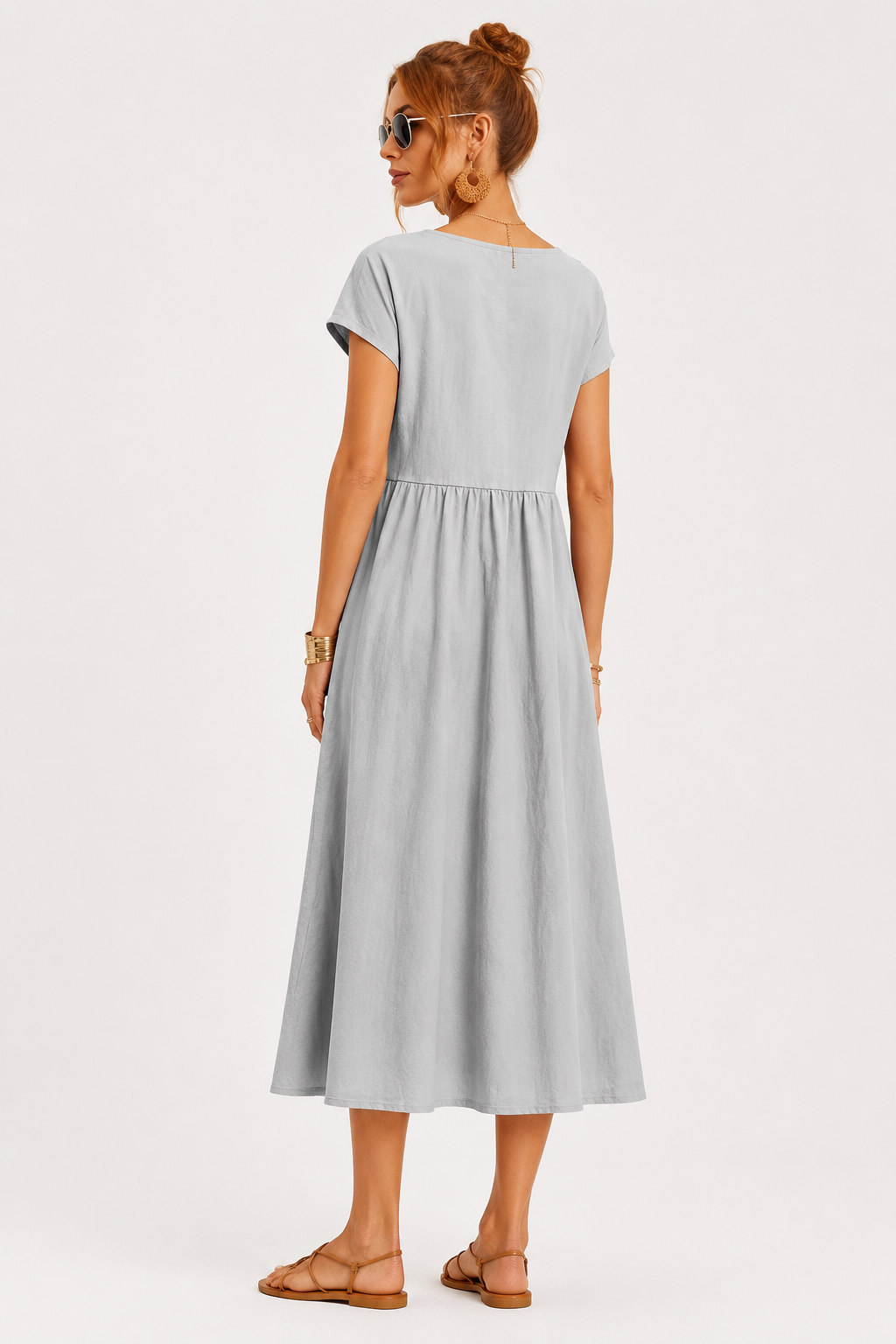 Eluneth | Robe Femme Lin & Coton Poches