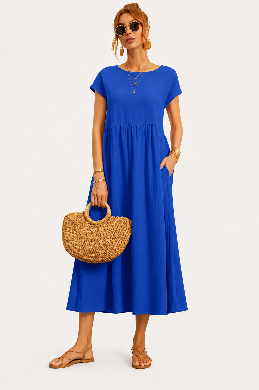 Eluneth | Robe Femme Lin & Coton Poches