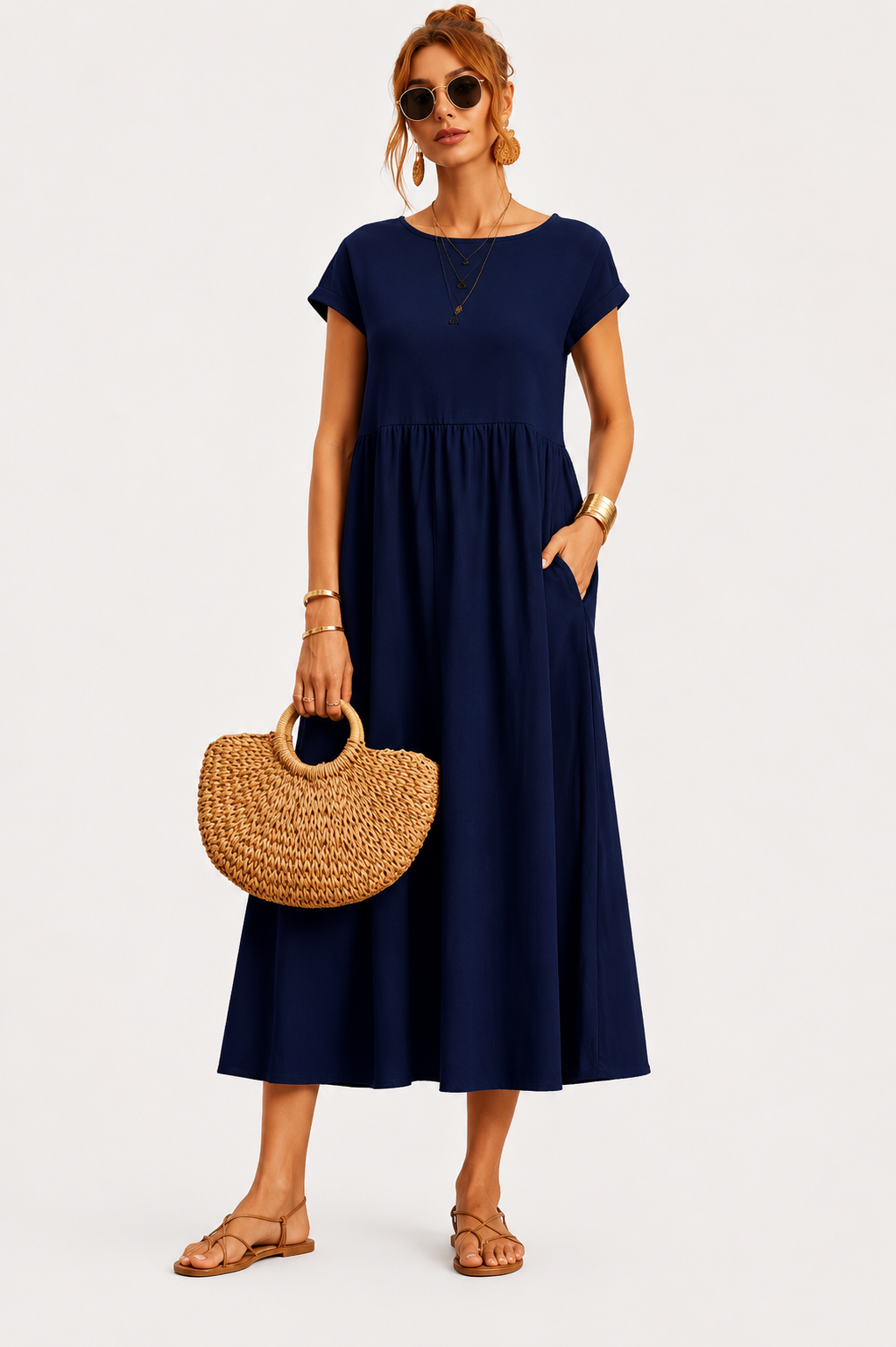 Eluneth | Robe Femme Lin & Coton Poches