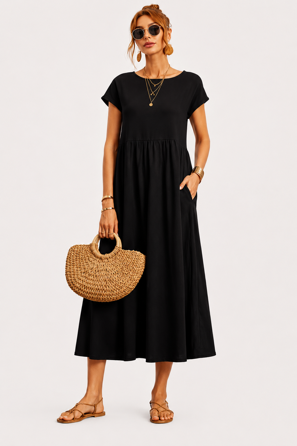 Eluneth | Robe Femme Lin & Coton Poches