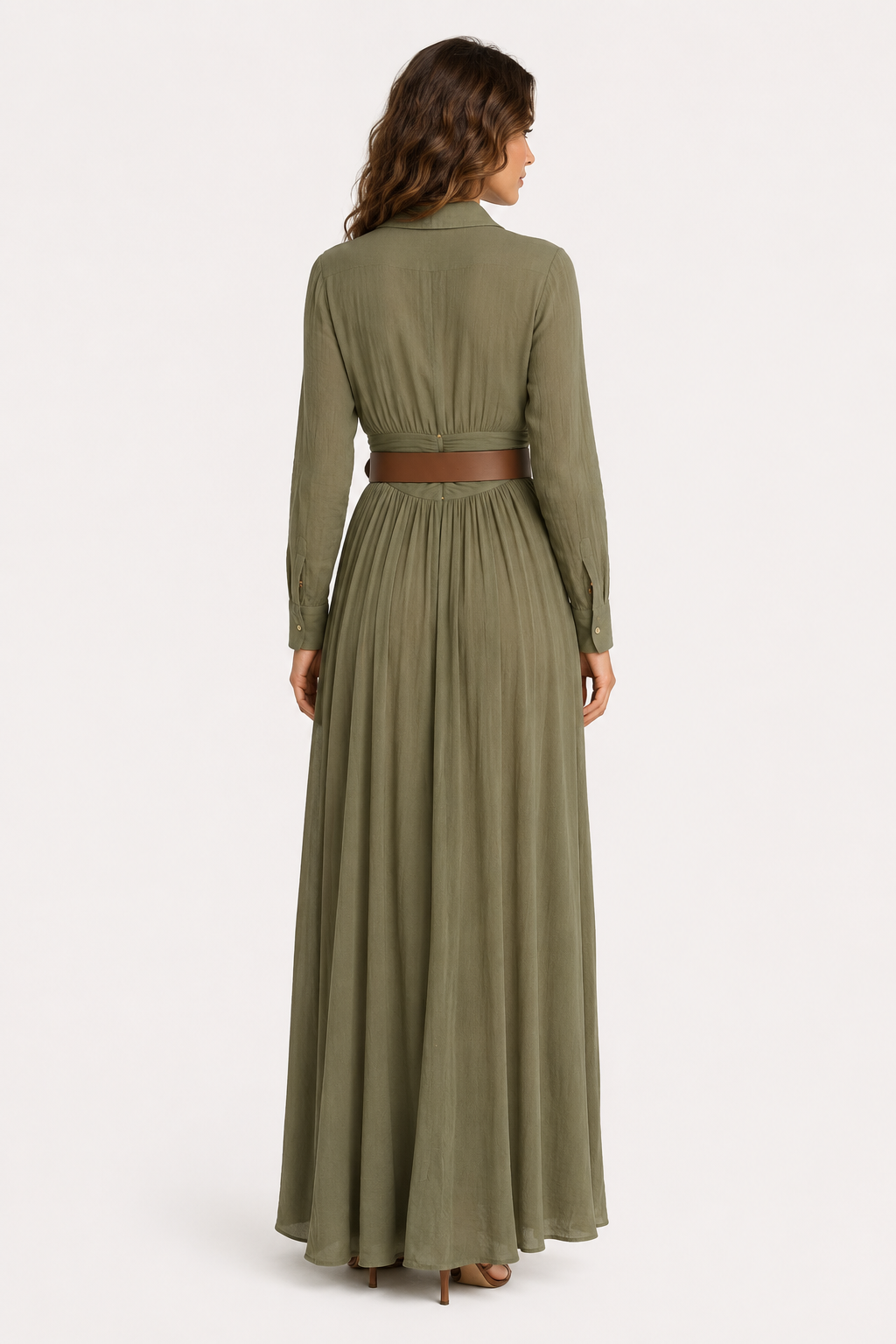 Eluneth | Robe Femme Longue Plissée Asymétrique Lin Coton
