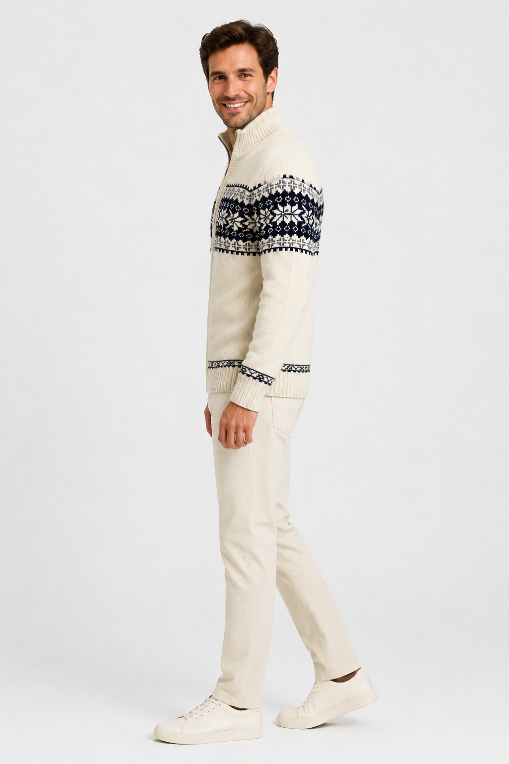 Eluneth | Gilet Homme Zippé en Maille Jacquard