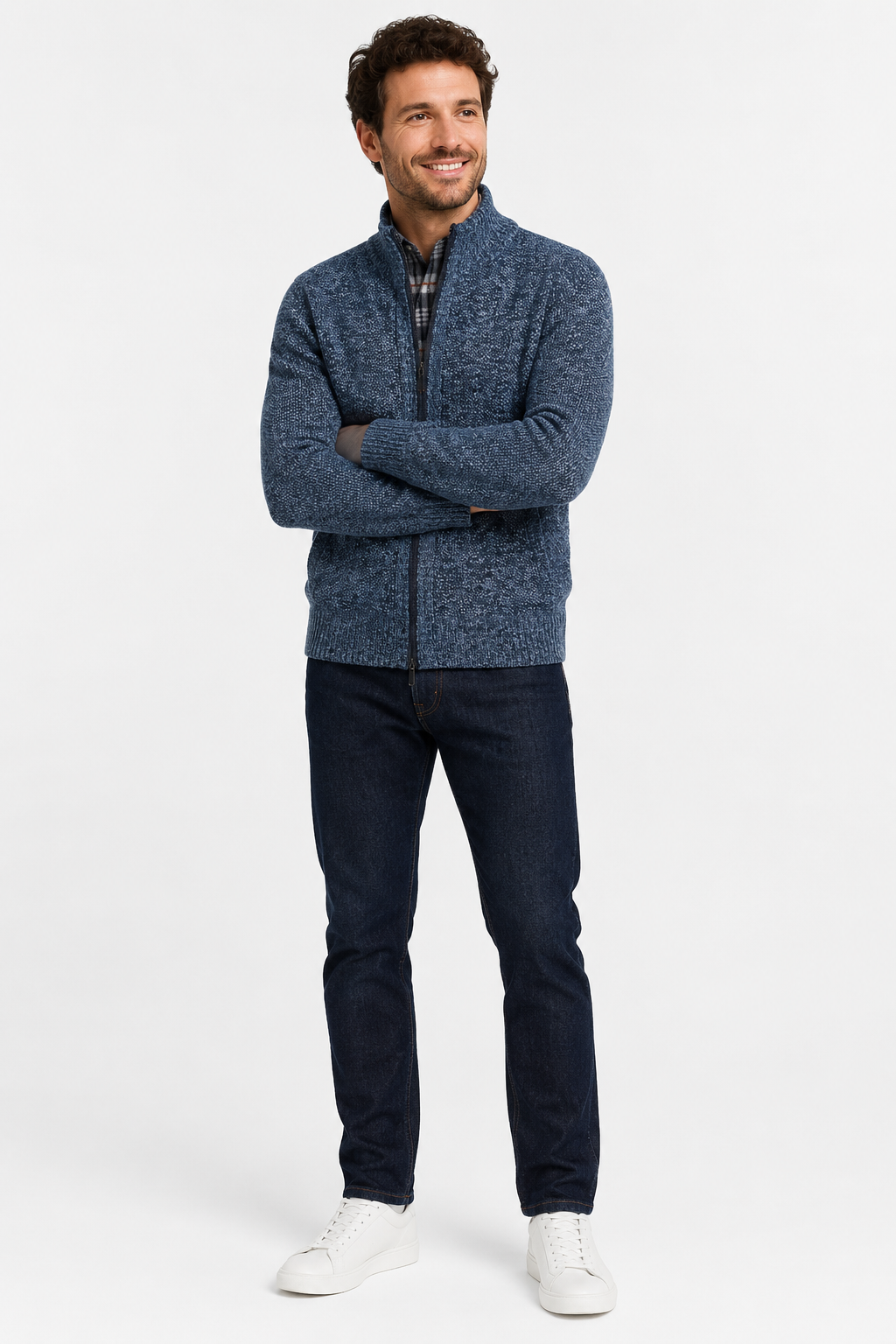 Eluneth | Gilet Homme en Maille Zippé Chaud à Col Montant